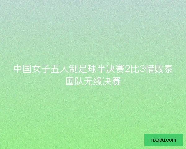 中国女子五人制足球半决赛2比3惜败泰国队无缘决赛