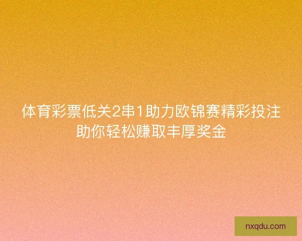 体育彩票低关2串1助力欧锦赛精彩投注助你轻松赚取丰厚奖金